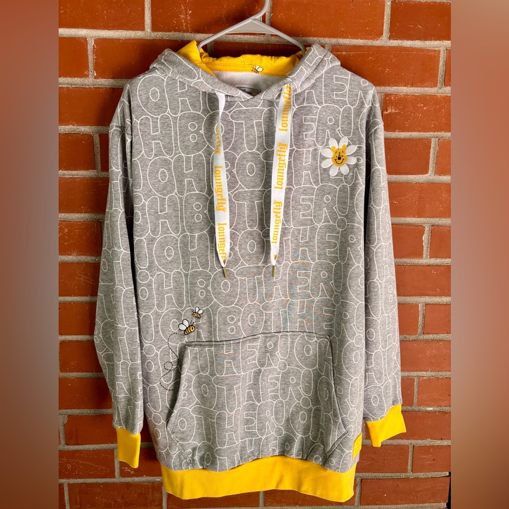 Loungefly Disney Winnie the Pooh Gray and Yellow Hoodie
